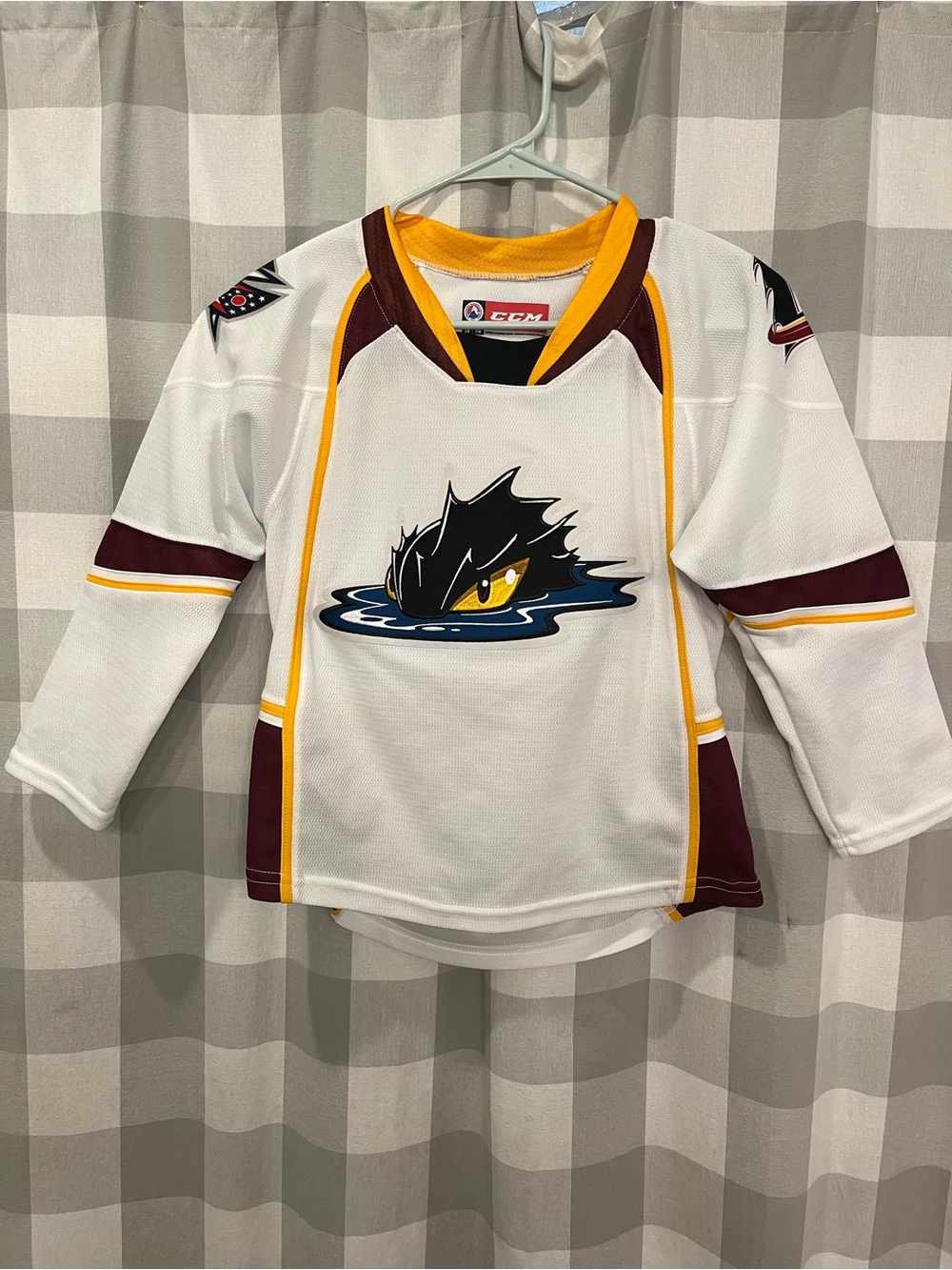 CCM Kids Cleveland, Monsters  White, Maroon & Yellow Hockey Jersey